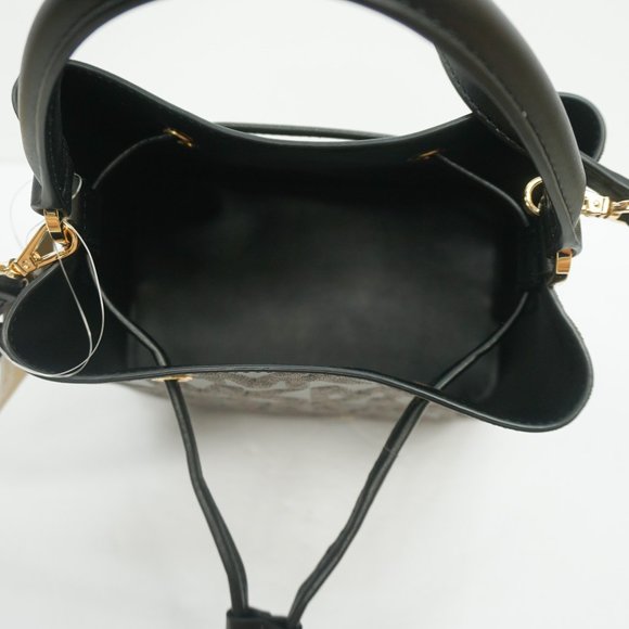 Michael Kors Suri Medium Graphin Logo MK Signature Bucket Xbody Bag Brown Black - Picture 9 of 10